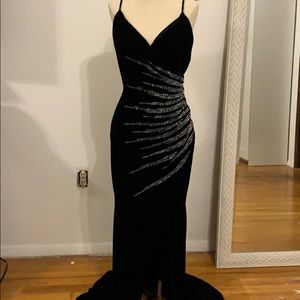Black evening dress with sequins